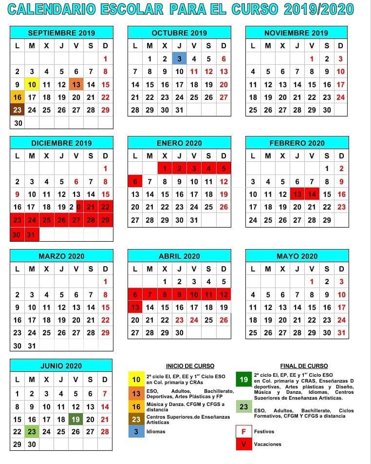 calendario escolar2019-20